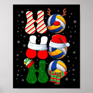 Ho Ho Ho Christmas Reindeer Santa Elf Xmas Volleyb Poster