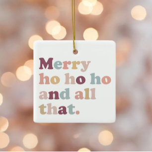Ho Ho Ho Christmas   Retro Holiday Foto Keramikornament