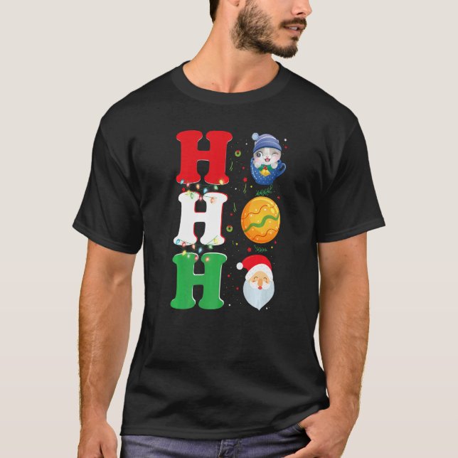 Ho Ho Ho Christmas Santa Hat Xmas PJ   T-Shirt (Vorderseite)