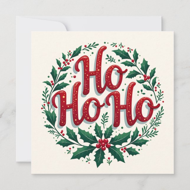 Ho Ho Ho Christmas Wreath Typography Design (Vorderseite)