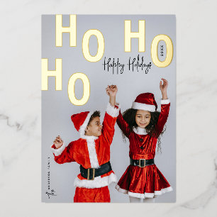 Ho Ho Ho Custom Foto Happy Holidays Weihnachten Folien Feiertagskarte