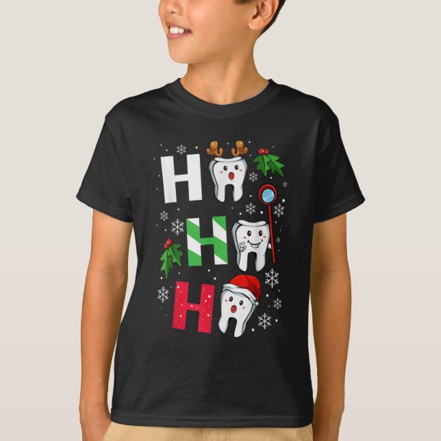 HO HO HO DENTIS MERRY CHRISTMAS T-Shirt (Vorderseite)