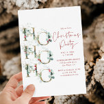 Ho Ho Ho Elegante Red Green Gold Weihnachts-Party Einladung<br><div class="desc">Diese Kollektion besticht durch elegante Gold- und Grüngrafiken,  die im Winter mit einem botanischen Goldmuster geschmückt sind.</div>