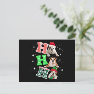 Ho Ho Ho English Bulldog Santa Reindeer Weihnachte Feiertagspostkarte