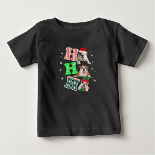 Ho Ho Ho English Bulldog Santa Rentier Weihnachten Baby T-shirt