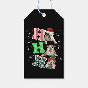 Ho Ho Ho English Bulldog Santa Rentier Weihnachten Geschenkanhänger