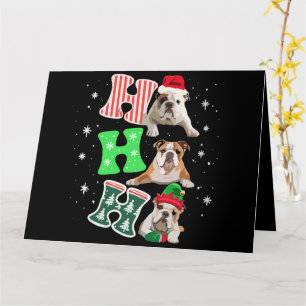 Ho Ho Ho English Bulldog Santa Rentier Weihnachten Karte