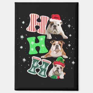 Ho Ho Ho English Bulldog Santa Rentier Weihnachten Magnet