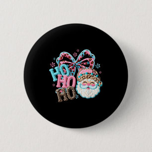 Ho Ho Ho Faux-Häkeln Leoparden-Weihnachtsmann Xmas Button