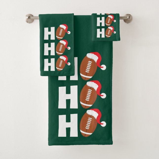 Ho Ho Ho Football | Funny Christmas Season Humor Badhandtuch Set (Insitu)