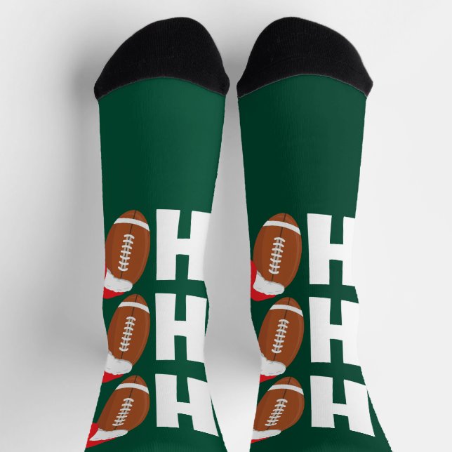 Ho Ho Ho Football | Funny Christmas Season Humor Socken (Oben)