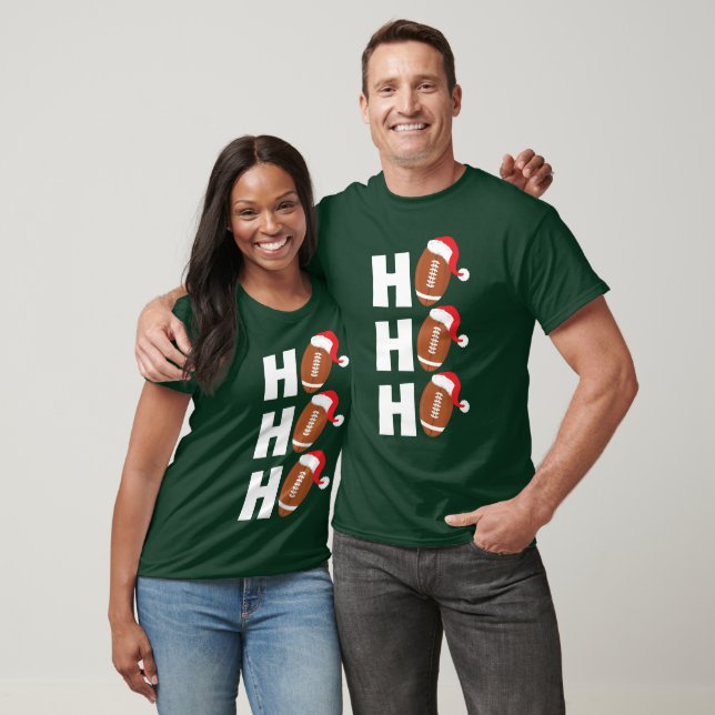 Ho Ho Ho Football | Funny Christmas Season Humor T-Shirt (Unisex)