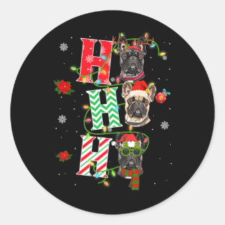 Ho Ho Ho Französisch Bulldog Dog Fun Xmas Dog Runder Aufkleber