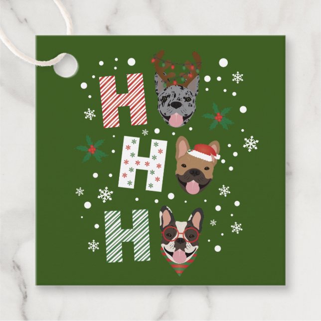 Ho Ho Ho French Bulldog Frohe Weihnachten Geschenkanhänger (Vorderseite)