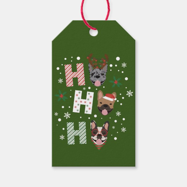 Ho Ho Ho French Bulldog Frohe Weihnachten Geschenkanhänger (Vorderseite)