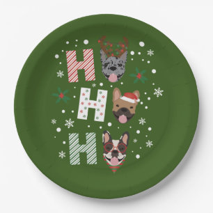 Ho Ho Ho French Bulldog Frohe Weihnachten Pappteller