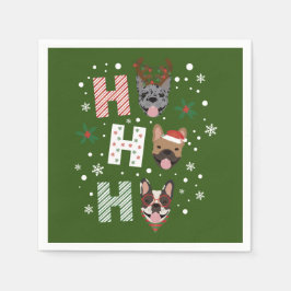 Ho Ho Ho French Bulldog Frohe Weihnachten Serviette