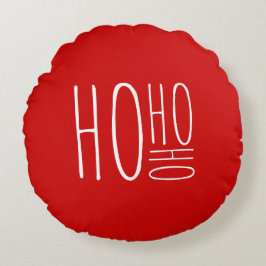 HO HO HO Frohe Weihnachten im Landhausstil Rot Rundes Kissen