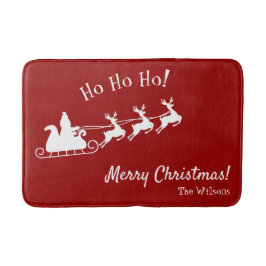 Ho Ho Ho Frohe Weihnachten mit Santa, Red Bath Mat Badematte