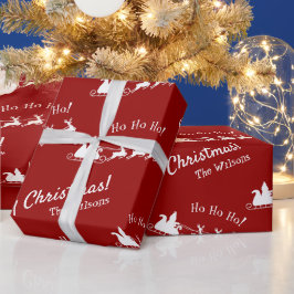 Ho Ho Ho Frohe Weihnachten mit Weihnachten, Rot Geschenkpapier
