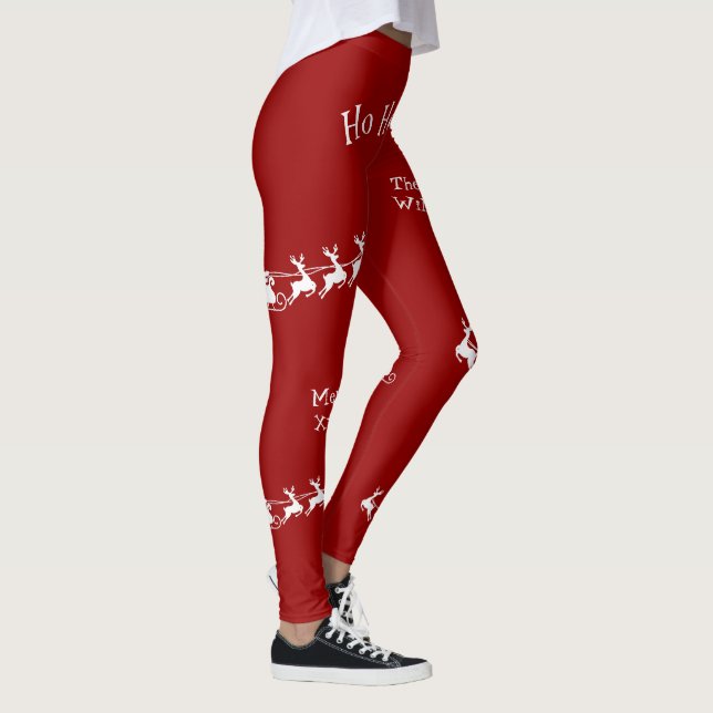 Ho Ho Ho Frohe Weihnachten mit Weihnachten, Rot Leggings (Rechts)