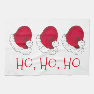 Ho Ho Ho Frohe Weihnachten Red Santa Claus Hat Küchentuch