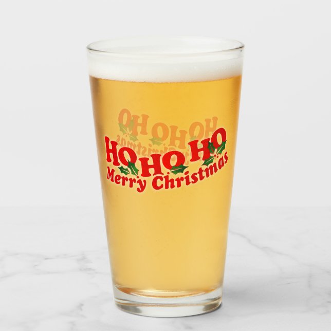 Ho Ho Ho Frohe Weihnachten rot grün mit heilig Glas (Vorne (Gefüllt))