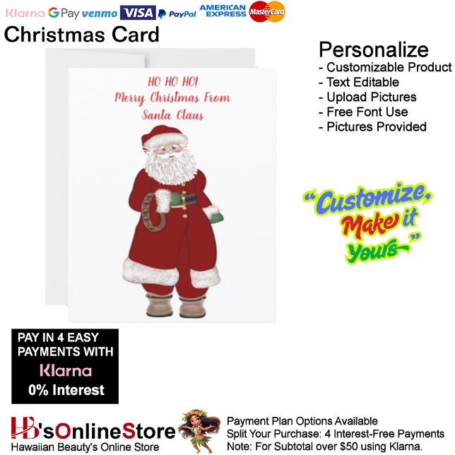 HO HO HO! Frohe Weihnachten vom Weihnachtsmann (HO HO HO! Merry Christmas From Santa Claus Holiday Card 4.)