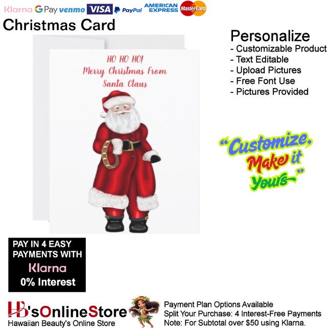 HO HO HO! Frohe Weihnachten vom Weihnachtsmann (HO HO HO! Merry Christmas From Santa Claus Christmas Holiday Card 3.)