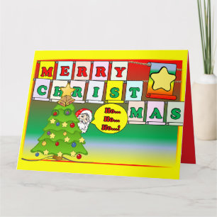 HO HO HO Frohe Weihnachten & Weihnachtsmann Karte