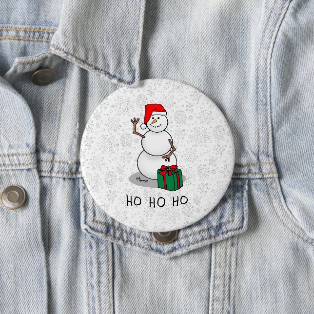 Ho Ho Ho Frohe Weihnachten Weihnachtsmann Niedlich Button (Beispiel)