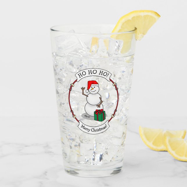Ho Ho Ho Frohe Weihnachten Weihnachtsmann Niedlich Glas (Rückseite Ice)
