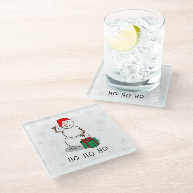 Ho Ho Ho Frohe Weihnachten Weihnachtsmann Niedlich Glasuntersetzer (Schrägansicht)
