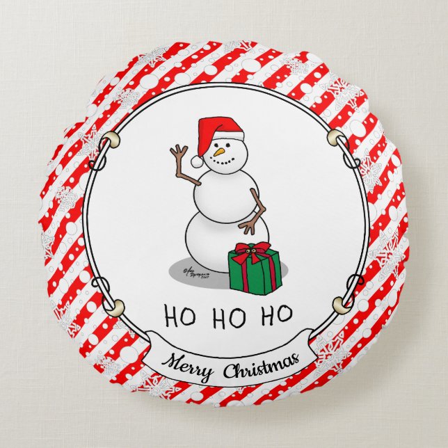 Ho Ho Ho Frohe Weihnachten Weihnachtsmann Niedlich Rundes Kissen (Vorderseite)