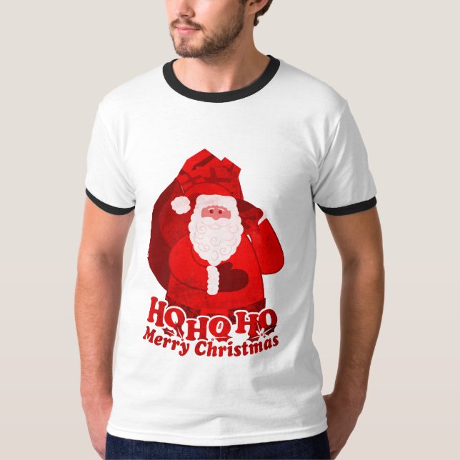 Ho Ho Ho Frohe Weihnachten Weihnachtsmann's roten  T-Shirt (Vorderseite)