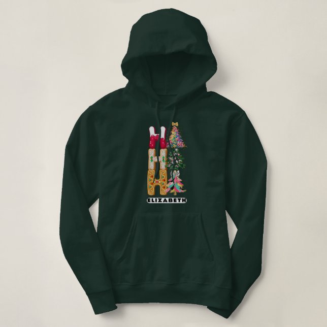 Ho Ho Ho Glitzer Coquette Weihnachtswald Hoodie (Design vorne)