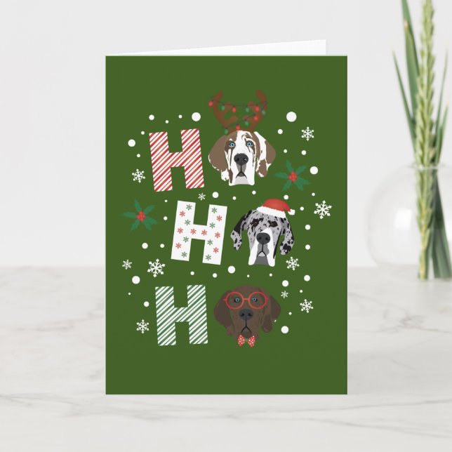 Ho Ho Ho Great Dane Frohe Weihnachten (Vorderseite)