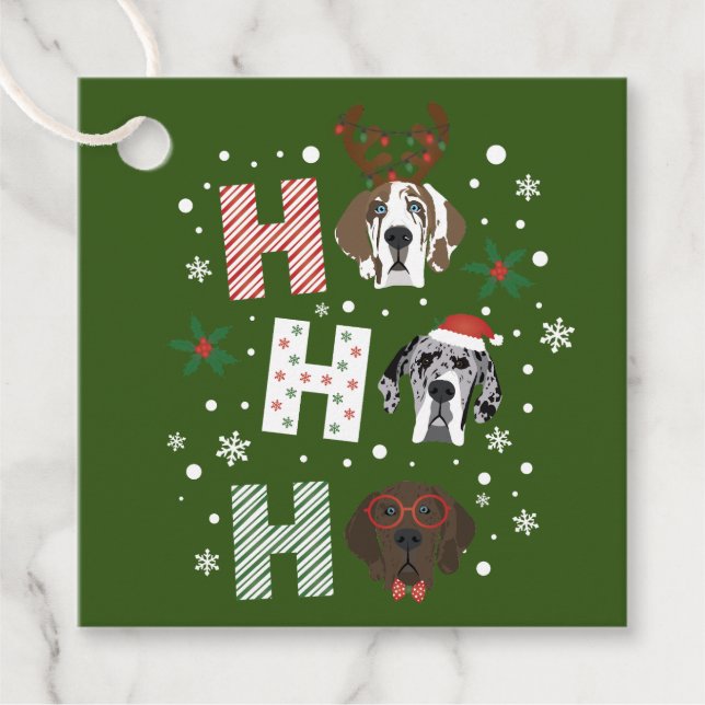 Ho Ho Ho Great Dane Frohe Weihnachten Geschenkanhänger (Vorderseite)