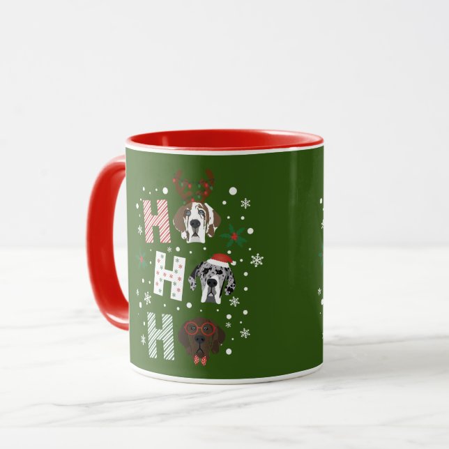 Ho Ho Ho Great Dane Frohe Weihnachten Tasse (Vorderseite Links)