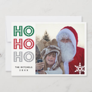 Ho Ho Ho Green Buffalo Plaid Photo Card Feiertagskarte