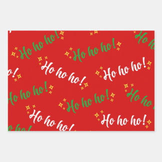 Ho Ho Ho Green Red White Yellow Geschenkpapier Set