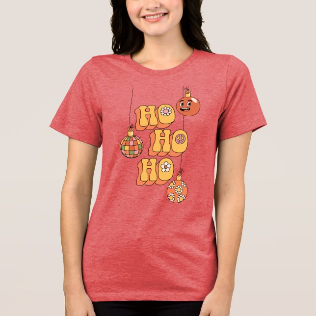 Ho Ho Ho - Groovy Christmas Cheer Tri-Blend Shirt (Vorderseite)