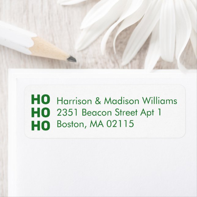 Ho Ho Ho grüne weiße Weihnachtsfeier Rücksendeadre (Insitu)