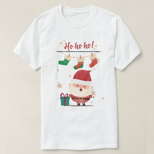 Ho Ho Ho Happy Santa Holiday T-Shirt (Design vorne)