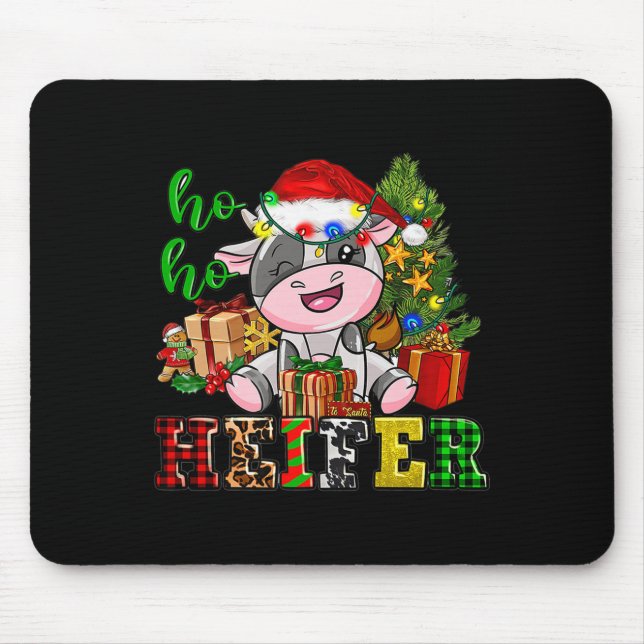 Ho Ho Ho Heifer Christmas Cow Santa Hat Farm Life  Mousepad (Vorne)