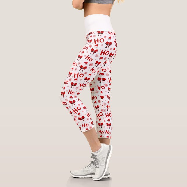 Ho Ho Ho Ho Santa Claus Weihnachtsmuster Capri Leggings (Links)
