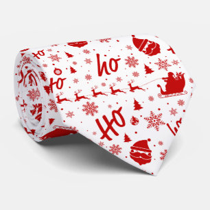 Ho Ho Ho Ho White & Red Christmas Pattern Krawatte
