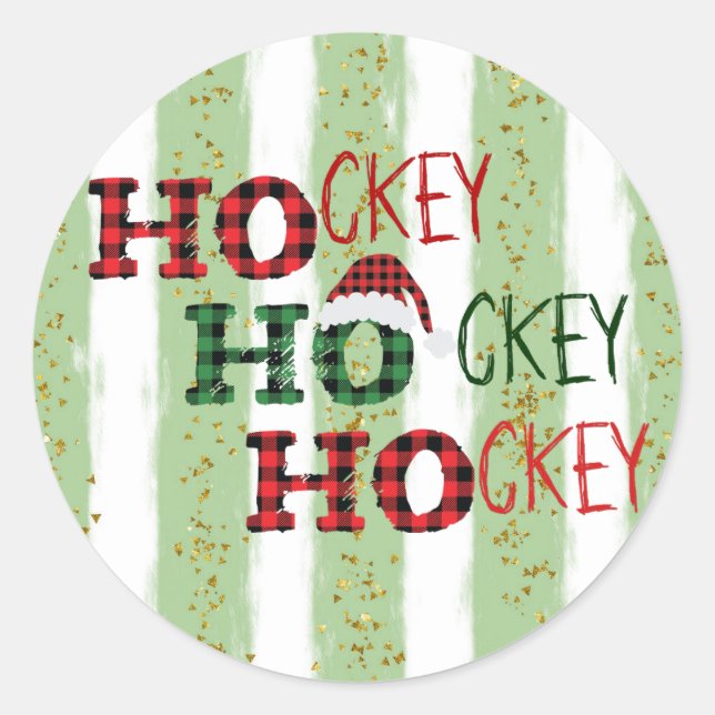 Ho Ho Ho - Hockey Hockey Hockey Runder Aufkleber (Vorderseite)