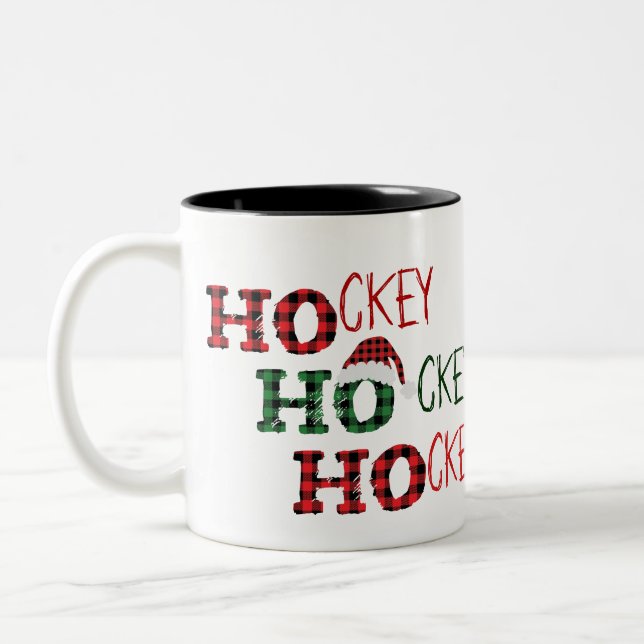 Ho Ho Ho - Hockey Hockey Hockey Zweifarbige Tasse (Links)