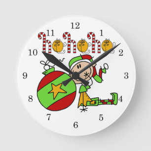 Ho Ho Ho Holiday Elf Runde Wanduhr